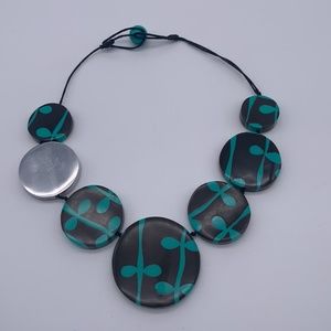 Chunky Brown and Turquoise Necklace with Silver Detail
